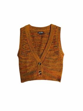 For Love And Lemons Amber Marled V‑Neck Button Sweater Vest